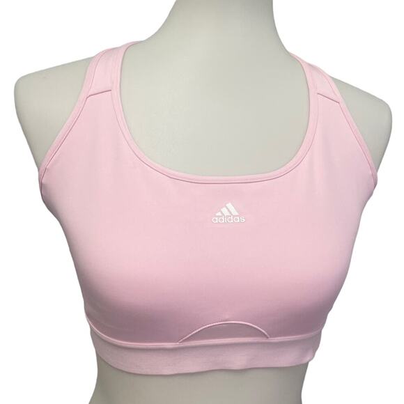 New Adidas 1X Baby Pink Medium Support Removeable Pads Training Sports Bra - Picture 1 of 6